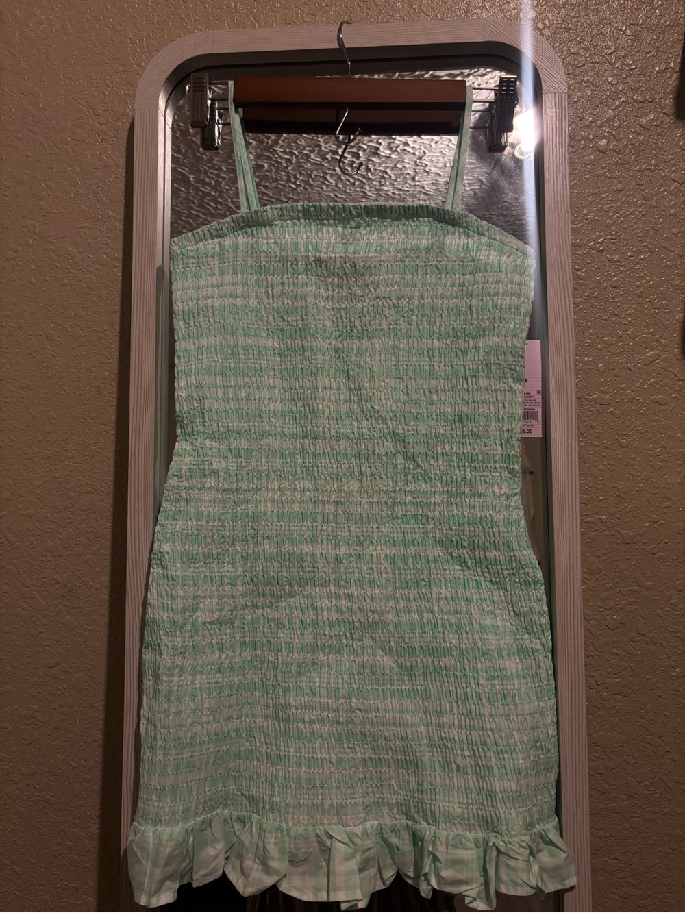 wild fable Mint Green Smocked Mini Dress with Ruffle Hem